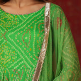 Apple Green Chiffon Bandhani Printed Gharara Set