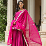 Solid Dark Pink Cotton Silk Sharara Set
