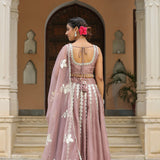 Dusty Pink Crepe Gota Work Lehenga Set