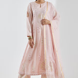 Printed Light Pink Floral Kurti Set