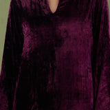 Dark Purple Plain Silk Velvet Straight Kurta And Pant With Velvet Shawl Set