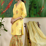 Floral Printed Yellow Cotton Sharara Set
