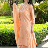 Birds Printed Peach Colour Kurta Set