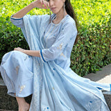 Birds Printed Light Blue Colour Kurta Set