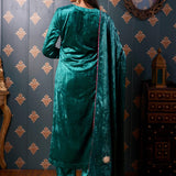 Embroidery Emerald Green Velvet Kurta Set