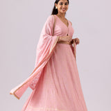 Pink Georgette Lehenga Set With Dupatta