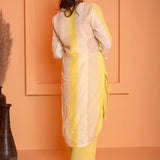 Light Yellow Linen Embroidery Kurta Set With Pant
