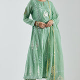 Printed Mint Green Floral Kurti Set