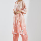 Peach A-Line Kurta With Floral Print