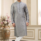 Grey Art Banarasi Silk Kurta