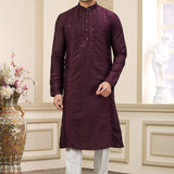 Wine Art Banarasi Silk Kurta