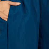 Dark Blue Floral Embroidered Polyester Co-Ord Set