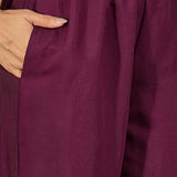 Dark Purple Floral Embroidered Polyester Co-Ord Set