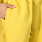 Bright Yellow Floral Embroidered Polyester Co-Ord Set