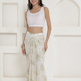 White & Pink Kaftan Kurti With Skirt