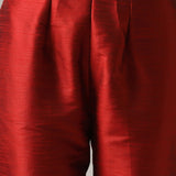 Maroon Raw Silk Kurti With Pants And Dupatta