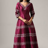 Purple Raw Silk Anarkali Set