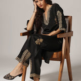 Black French Crepe Kurti With Pants