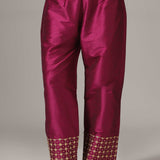 Purple Raw Silk Kurti With Palazzo Pants And Dupatta