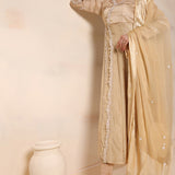 Golden Silk Anarkali Set
