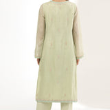 Pastel Green Silk Organza Thread Work Kurti Set