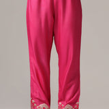 Dull Brown Chanderi Thread Work Kurti Set