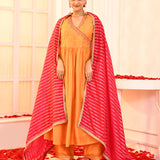 Orange Hand Embroidered Kurta And Palazzo Set