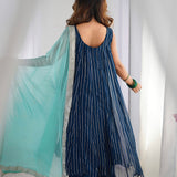 Blue Anarkali Set With Palazzo