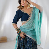 Teal Blue Georgette Lehenga Set