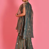 Olive Green Tissue Sharara Set