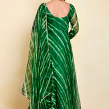 Green Georgette Flared Anarkali