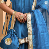 Denim Blue Satin Lehenga Set