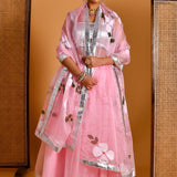 Soft Pink Organza Lehenga Set With Digital Prints