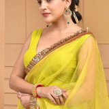 Lime Organza Gota Saree