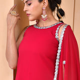 Red Georgette Sharara Set