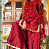 Maroon Pure Silk Kurta Set
