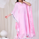 Soft Pink Satin Silk Kaftan Set