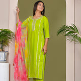 Green And Pink Georgette Kurta Set