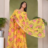 Summer Daffodil Yellow Muslin Anarkali Set