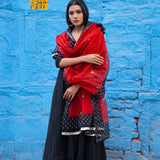Black Anarkali Set With Bandhani Dupatta