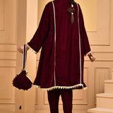 Maroon Velvet Kurta Set