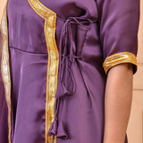 Plum Purple Satin Silk Kurta Set