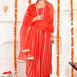 Red Georgette Lurex Kurta Set