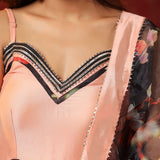 Black Organza Floral Printed Anarkali Set