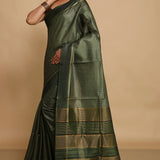 Woodland Green Pure Kosa Tushaar Saree