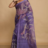 Faded Purple Pure Resham Saree With Jamdani Work