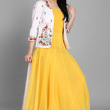 Yellow Georgette Long Kurti With Jacket