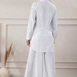 White Cotton Two Piece Suit Set