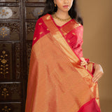 Deep Pink Kanjivaram Silk Saree