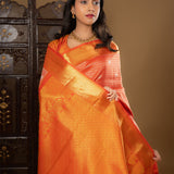 Bright Orange Kanjivaram Silk Saree